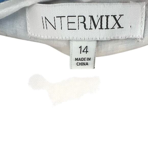 Intermix Jude Floral Print Midi Dress White Blue Cotton Silk Size 14 - Picture 14 of 16